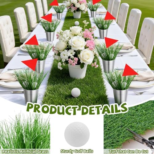 6 Set Golf Party Decorations with Table Runner Flags Balls Buckets - Image 3