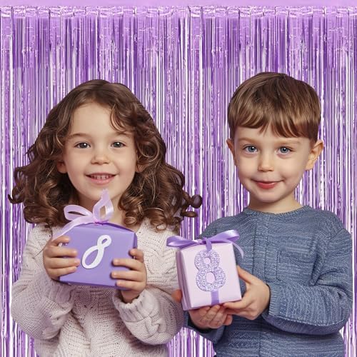 10 Pack Light Purple Backdrop Curtain 3.2ft x 8.2ft Metallic Tinsel Foil Fringe Curtains Photo Booth Background for Birthday Party Decoration Baby Shower Engagement Wedding Christmas Decoration - Image 6