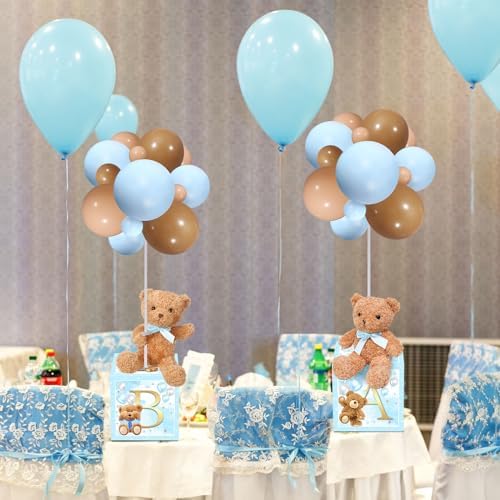Lenwen 6 Sets Baby Letter Boxes Baby Shower Decor, Bear, Blue - Image 6