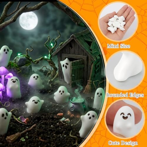 CCINEE 24 Pcs Halloween Mini Resin Ghost Figurines in 8 Styles, Matte Finish Spooky Whimsical Tabletop Decor for Halloween Party, Tiered Tray, Bowl Filler, and Seasonal Home Decoration - Image 3
