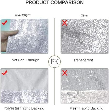 Juya Delight Sequin Backdrop Curtain Non-Transparent Sequin Photography Background Backdrop Curtain for Birthday Party Wedding Festival Ceremony 6FTx8FT Silver - Image 6