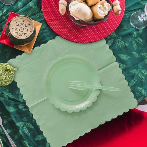 Sage Green Paper Plates and Napkins Party Supplies - Image 5