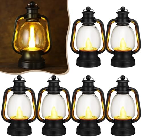 Ferraycle 6 Pcs Mini Lanterns Bulk 6 Inch Black Lamp Table Centerpieces by Ferraycle