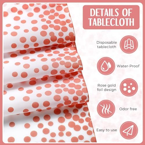 Breling 8 Pack White and Rose Gold Tablecloths and Satin Runners Set - Image 3