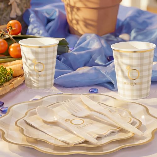 175 Pcs Engagement Party Supply Bridal Tableware Set, Gingham - Image 6