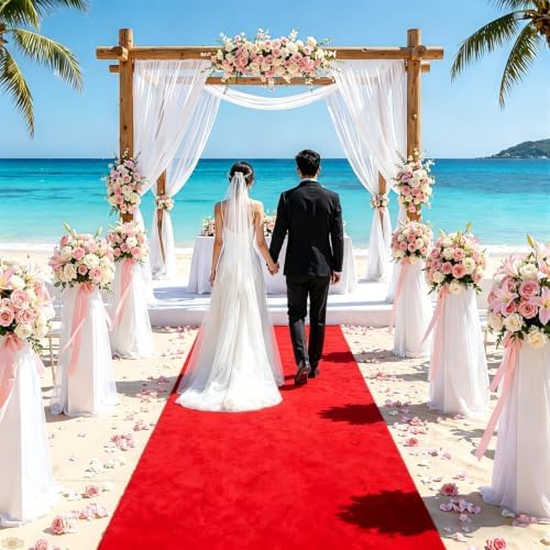 FUHSY Red Carpet Runner for Party Velvet Aisle Runner for Wedding Ceremony 4x20 FT Red Aisle Runners with Carpet Tape Wedding Floor Runner for Birthday Party Prom Aisle Decorations - Image 5