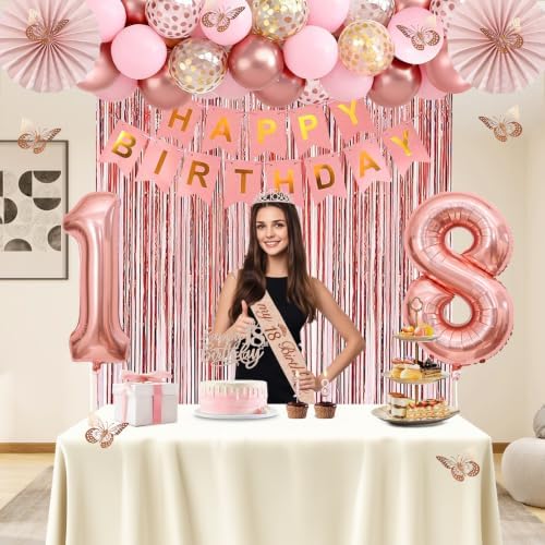 Juesly 18th Birthday Decorations for Girls, 50pcs 18 Year Old Party Set - Image 2