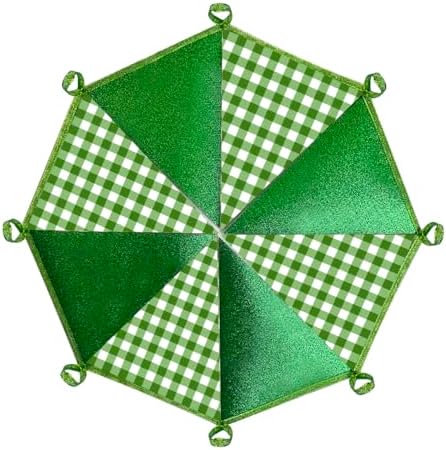 Glitter Green Party Pennant Banner Flag Green Buffalo Plaid Hanging Paper Triangle Bunting for Birthday Christmas Holiday Wedding Shower Bridal Shower St Patrick's Day Party Decorations Supplies - Image 4