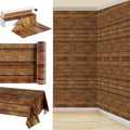 Irenare 1 Pcs Brown Wood Grain Western Tablecloth Plastic by Irenare