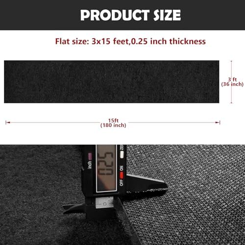 Extra Thick Black Carpet Runner 3 x 15Ft, Non-Slip TPR Rubber Backing, 450 GSM Heavy-Duty Aisle Runner Black Runner Rug for Wedding Ceremony, Hollywood Party, Graduation & Award Events - Image 3