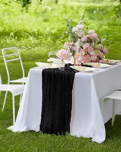 Pureegg 2 Pack Cheesecloth Table Runner 120 Inch Black - Image 7