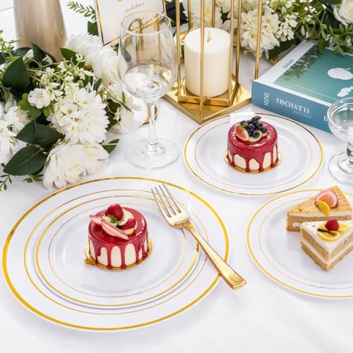 WDF300 Pieces Gold Plastic Silverware - Heavy Duty Disposable Cutlery Set Plastic Gold Silverware Set Includes 100 Forks, 100 Spoons, 100 Knives for Party/Baby Shower/Wedding/Birthday/Thanksgiving - Image 2