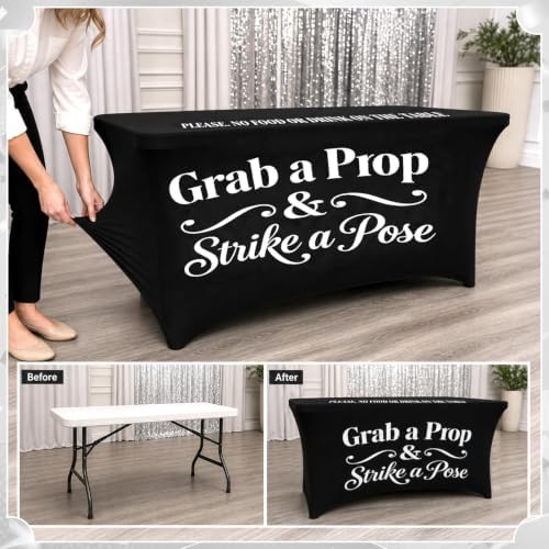 4ft Photo Booth Tablecloth Black Stretch Spandex Table Cover - Image 4