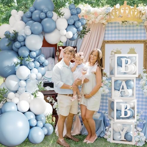 CROSSFINGERS Dusty Blue Balloon Baby Shower Decorations for Boy - Image 4