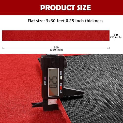 Extra Thick Red Carpet Runner 3 x 30Ft, Non-Slip TPR Rubber Backing, 450 GSM Heavy-Duty Aisle Runner Red Runner Rug for Wedding Ceremony, Hollywood Party, Graduation & Award Events - Image 2