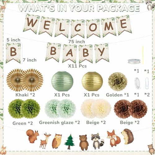 Kriyokiaa Woodland Baby Shower Decorations, 15 Pcs Party Set - Image 5