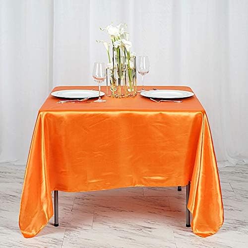 BalsaCircle 10 pcs 72x72 inch Orange Square Tablecloth Satin Fabric Overlays Linens | Table Cloths Cover for Wedding Party Banquet Reception Events Decoration Kitchen Dining Events Kitchen Dining - Image 5