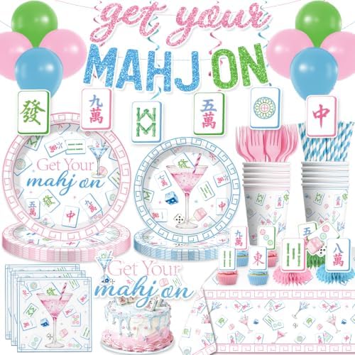 205PCS wellspar Mahjong Party Supplies Tableware Set, Serves 25 Guests by Unknown