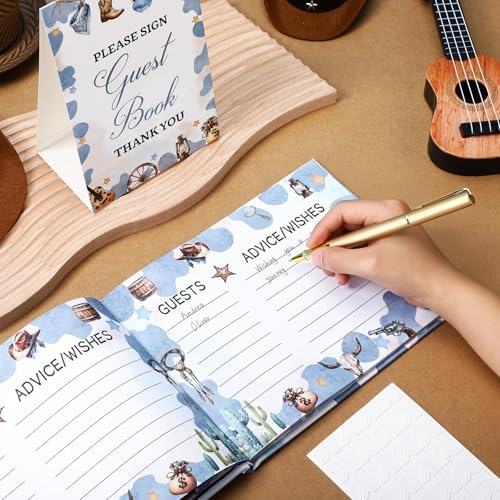 Fuyoooo 27 Pcs Western Cowboy Baby Shower Guest Book with Sonogram Page - Image 5