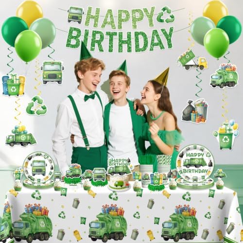 All-in-One Garbage Trash Truck Birthday Decorations Plates and Napkins Set - Image 7