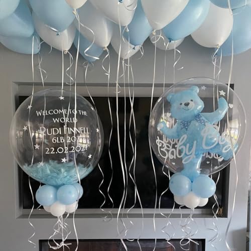 200Pcs Blue and White Balloon Garland Arch Kit - Light Blue White Balloons 18 12 10 5 Inch Different Size Balloons for Birthday Baby Shower Bachelorette Gender Reveal Party Decoration Supplies - Image 6