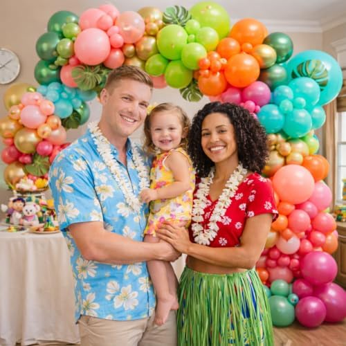 Flamingo Hawaiian Tropical Balloon Garland Arch Kit,161 Pcs Fruit Green and Hot Pink Aqua Blue Orange Gold Balloons for Hawaii Summer Beach Pool Luau Birthday Baby Shower Party Decorations - Image 3