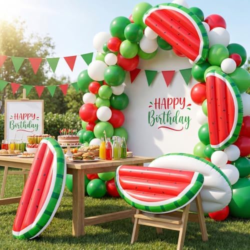 JellyArch 4 Pcs Watermelon Party Decorations Inflatable Pool Floats 36 in - Image 2