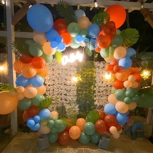 Sage Green Brown Balloon Arch Garland Kit, Olive Green Cream Nude Safari Balloons Brown Coffee Beige Light Blue Giraffe Print Balloons for Jungle Hunting Woodland Birthday Baby Shower Wild Decorations - Image 6