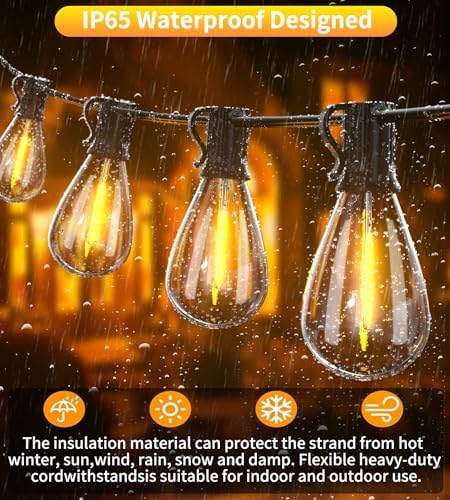 Tenmiro 60FT Outdoor String Lights, Waterproof 16+1 Edison Shatterproof Bulbs Led Outside Patio Lights for Porch Deck Garden Backyard Balcony Wedding Party Decor - Image 4