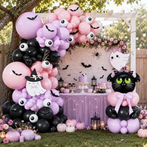 Pink Purple Halloween Balloon Arch Kit, Spooky One Birthday Decorations - Image 5