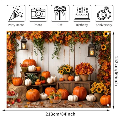 7x5FT Fall Pumpkin Wooden Backdrop Barn Thanksgiving Banner - Image 3