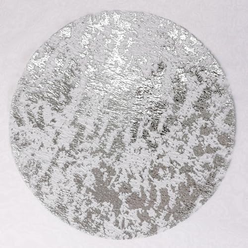 Snowkingdom Silver Disposable Placemats Set of 24 Foil Mesh 13 Inch Round Pressed Table Mates 24 Pack Silver Doilies for Dining Table Wedding Birthday Party Holiday Home Decoration by Snowkingdom