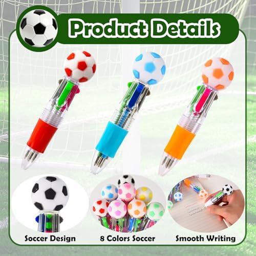 24Pcs Soccer Mini Multicolor Pens in One 4-in-1, Cute Pens Bulk for Party Favors and Birthdays, Ballpoint Pen Back To School Gifts Classroom Student Prizes - Image 3
