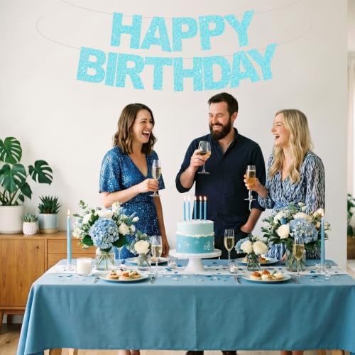 BEISHIDA 116 PCS A-Z DIY Letter Banner Kit Make Your Own Banner Including 111 Letters and Numbers 3 Rope and 2 Threading Device,Customized for Birthday Graduation Wedding Decor Glitter Teal Blue - Image 6