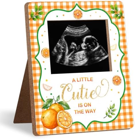 Orange Baby Shower Decor Frame, Tangerine Baby Shower Party Supplies, for Expecting Parents-to-Be Keepsake Gifts, Pregnancy Sonogram Frame Keepsake, Gender Reveal Present by Unknown