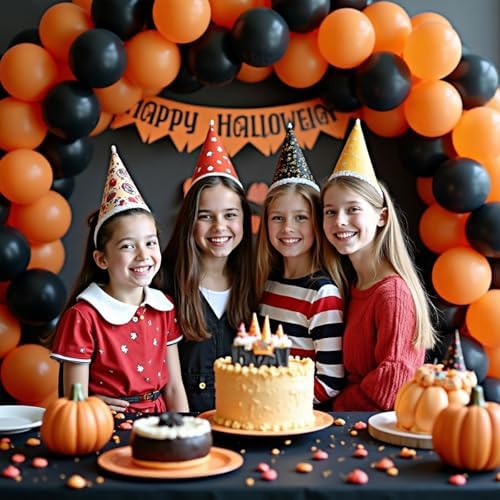 Black and Orange Balloons Garland Arch Kit, 412pcs Black Orange Halloween Balloons with Different Size for Graduation Halloween Harley Davidson Decorations - Image 5