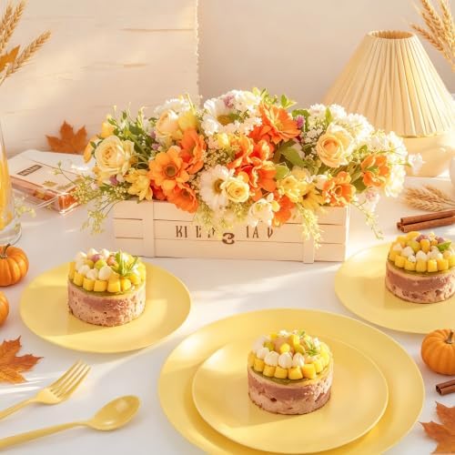 ejonirinjonir 150pcs Premium Yellow Disposable Plates for Thanksgiving - Image 3