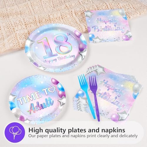 Grencian 96Pcs18th Birthday Iridescent Party Decoration, Serve 24 - Image 3