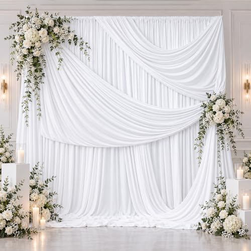 30x10FT White Backdrop Curtains for Parties, Wrinkle Free Drapes - Image 4