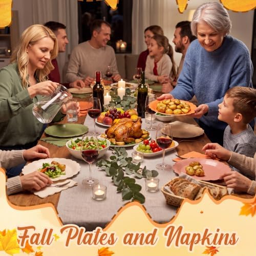120Pcs Fall Plates and Napkins 7in Orange Pastel Disposable Plates - Image 3