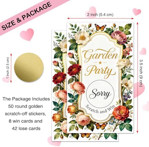 50 Pcs Garden Party Scratch off Game Cards for Spring Summer Party - Image 2