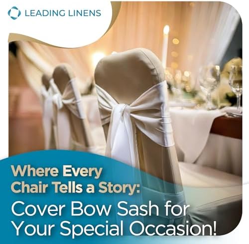 Leading Linens 1 pc White 108"x8" Satin Bow Sash Chair Cover Decoration - Image 4