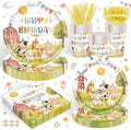 120PCS Farm Animals Birthday Party Supplies for 20, Barnyard Tableware Set by REJOICEBUNNY