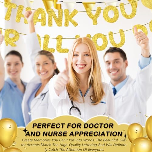 Fulmoon Pre Strung Thank You for All You Do Glitter Banner, Gold - Image 5