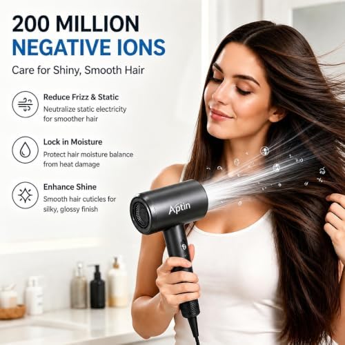 Ultra-Fast Drying High Speed Ionic Hair Dryer 110, 000 RPM, 200 Million Negative Ions for Frizz Reduction, Overheat Protection, Low Noise, Magnetic Concentrator, No Heat Damage, Lightweight - Image 5