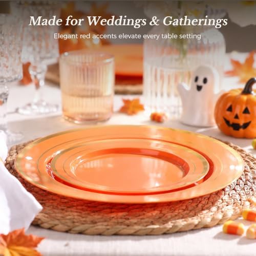BESTVIP 200PCS Orange with Gold Plastic Plate - Image 4