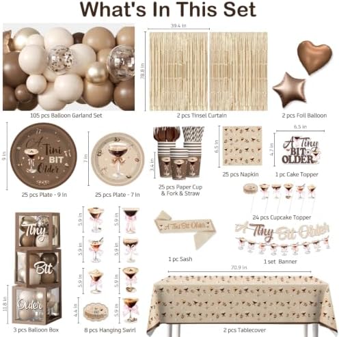 cocomigo Tiny Bit Older Espresso Martini Birthday Decorations, All-in-1 Set - Image 2