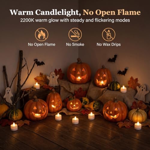 Fussion Rechargeable Tea Lights with Remote and Charging Dock, 12 Pack - Image 4