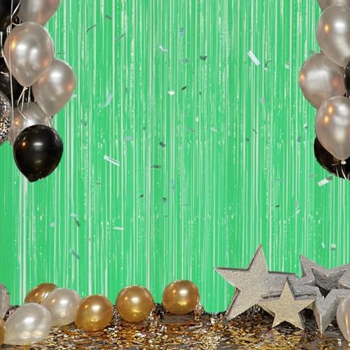 DECOCKRAT 3 Pack Foil Fringe Backdrop - Pastel Light Green Shiny Tinsel Curtains for Party Decoration/Photo Booth Props - 3.3x8.2 FT Metallic Foil Backdrop for Birthday, Wedding, Graduation, Christmas - Image 6