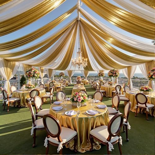 30ftx40ft Gold Ceiling Curtain for Wedding Parties by PartyVillage
